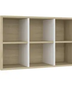 vidaXL Book Cabinet/Sideboard White and Sonoma Oak 66x30x97.8 cm Chipboard