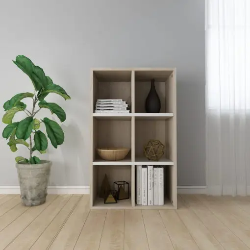 vidaXL Book Cabinet/Sideboard White and Sonoma Oak 66x30x97.8 cm Chipboard