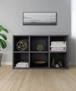 vidaXL Book Cabinet/Sideboard High Gloss Grey 66x30x97.8 cm Chipboard