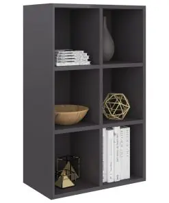 vidaXL Book Cabinet/Sideboard High Gloss Grey 66x30x97.8 cm Chipboard