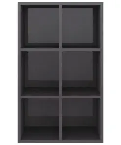 vidaXL Book Cabinet/Sideboard High Gloss Grey 66x30x97.8 cm Chipboard