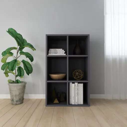 vidaXL Book Cabinet/Sideboard High Gloss Grey 66x30x97.8 cm Chipboard