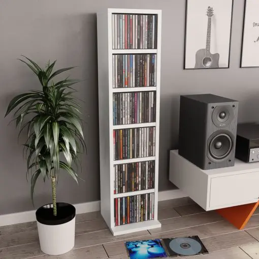 vidaXL CD Cabinet White 21x20x88 cm Chipboard