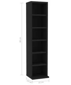 vidaXL CD Cabinet Black 21x20x88 cm Chipboard