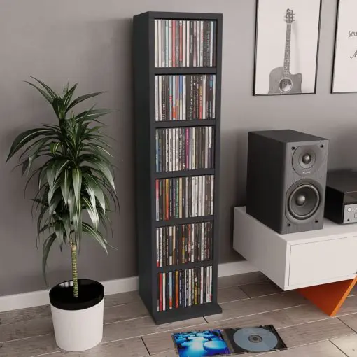 vidaXL CD Cabinet Grey 21x20x88 cm Chipboard