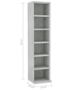 vidaXL CD Cabinet Concrete Grey 21x20x88 cm Chipboard