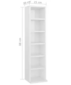 vidaXL CD Cabinet High Gloss White 21x20x88 cm Chipboard