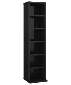 vidaXL CD Cabinet High Gloss Black 21x20x88 cm Chipboard