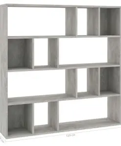 vidaXL Room Divider/Book Cabinet Concrete Grey 110x24x110 cm Chipboard