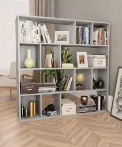 vidaXL Room Divider/Book Cabinet Concrete Grey 110x24x110 cm Chipboard