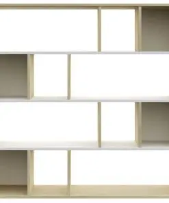 vidaXL Room Divider/Book Cabinet White and Sonoma Oak 110x24x110 cm Chipboard