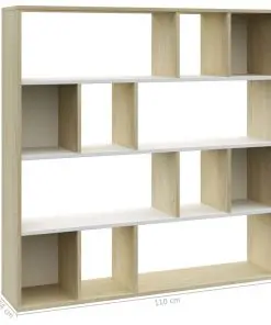 vidaXL Room Divider/Book Cabinet White and Sonoma Oak 110x24x110 cm Chipboard