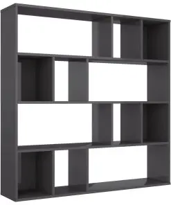 vidaXL Room Divider/Book Cabinet High Gloss Grey 110x24x110 cm Chipboard