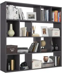 vidaXL Room Divider/Book Cabinet High Gloss Grey 110x24x110 cm Chipboard