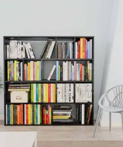 vidaXL Room Divider/Book Cabinet High Gloss Grey 110x24x110 cm Chipboard