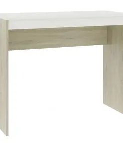 vidaXL Desk White and Sonoma Oak 90x40x72 cm Chipboard