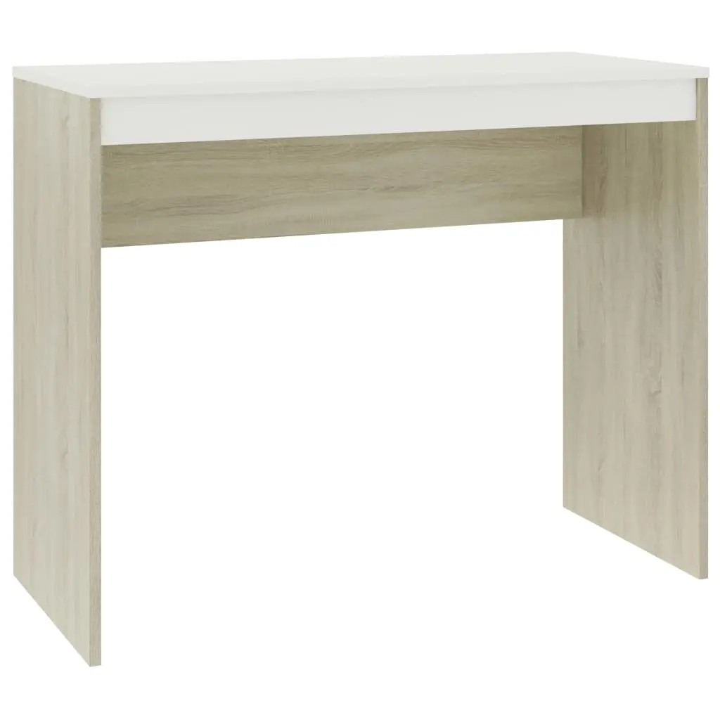 vidaXL Desk White and Sonoma Oak 90x40x72 cm Chipboard