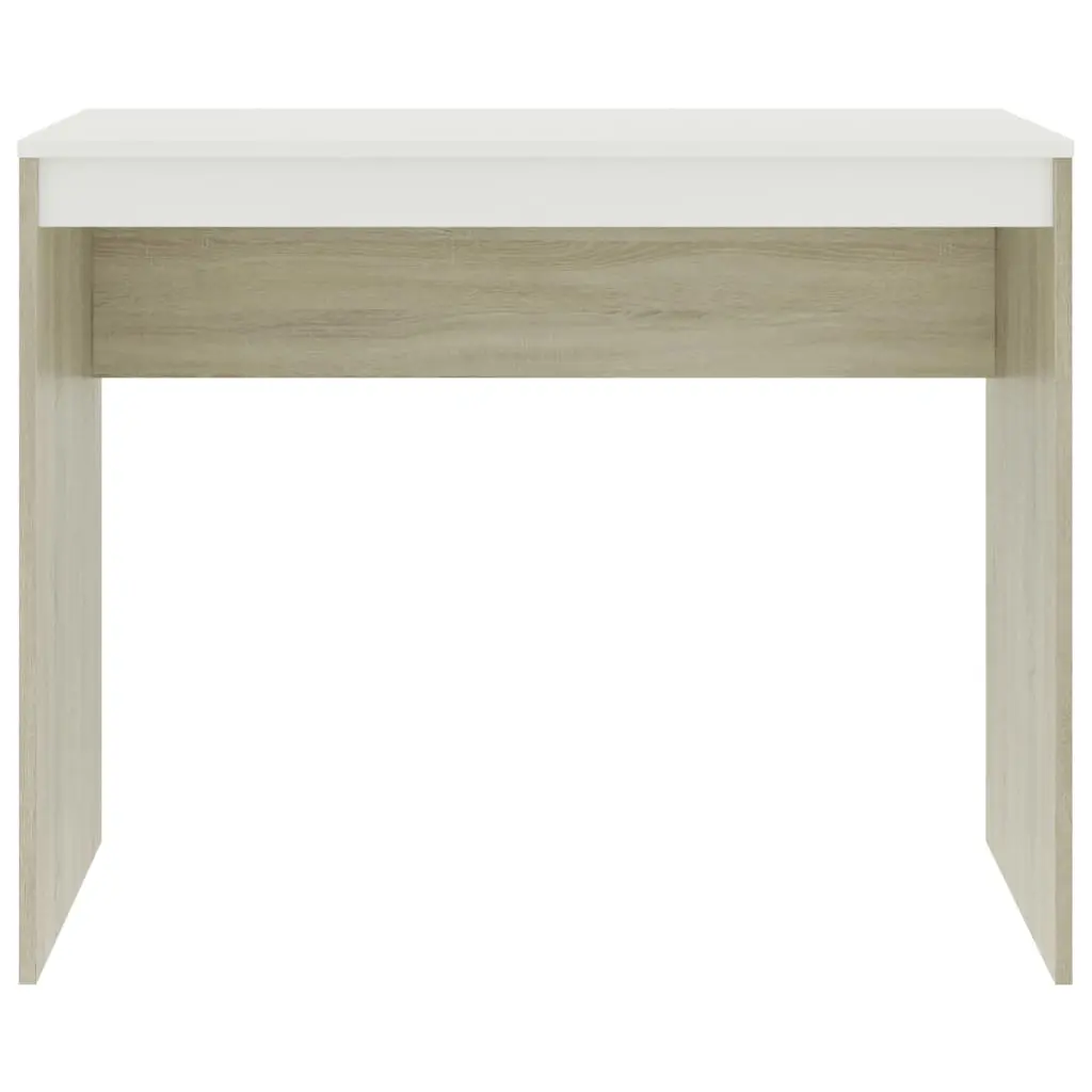 vidaXL Desk White and Sonoma Oak 90x40x72 cm Chipboard
