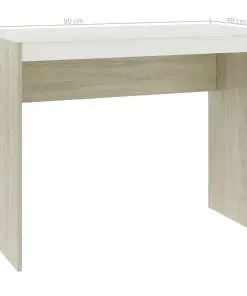 vidaXL Desk White and Sonoma Oak 90x40x72 cm Chipboard