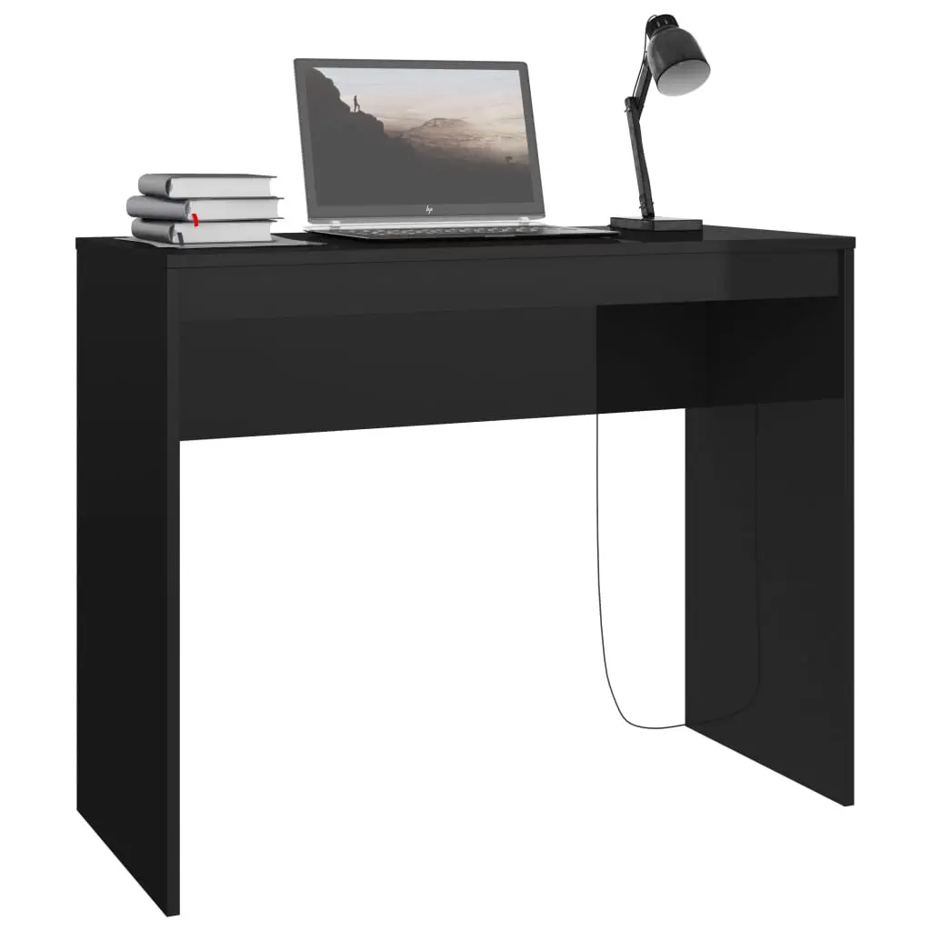 vidaXL Desk High Gloss Black 90x40x72 cm Chipboard