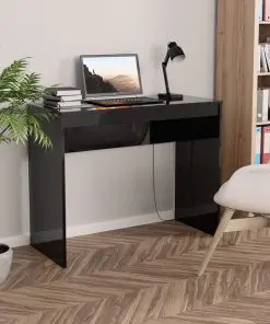 vidaXL Desk High Gloss Black 90x40x72 cm Chipboard