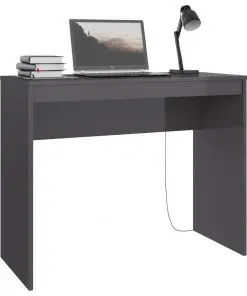 vidaXL Desk High Gloss Grey 90x40x72 cm Chipboard