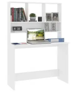 vidaXL Desk with Shelves White 110x45x157 cm Chipboard