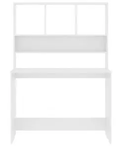 vidaXL Desk with Shelves White 110x45x157 cm Chipboard