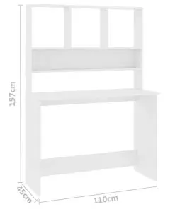 vidaXL Desk with Shelves White 110x45x157 cm Chipboard