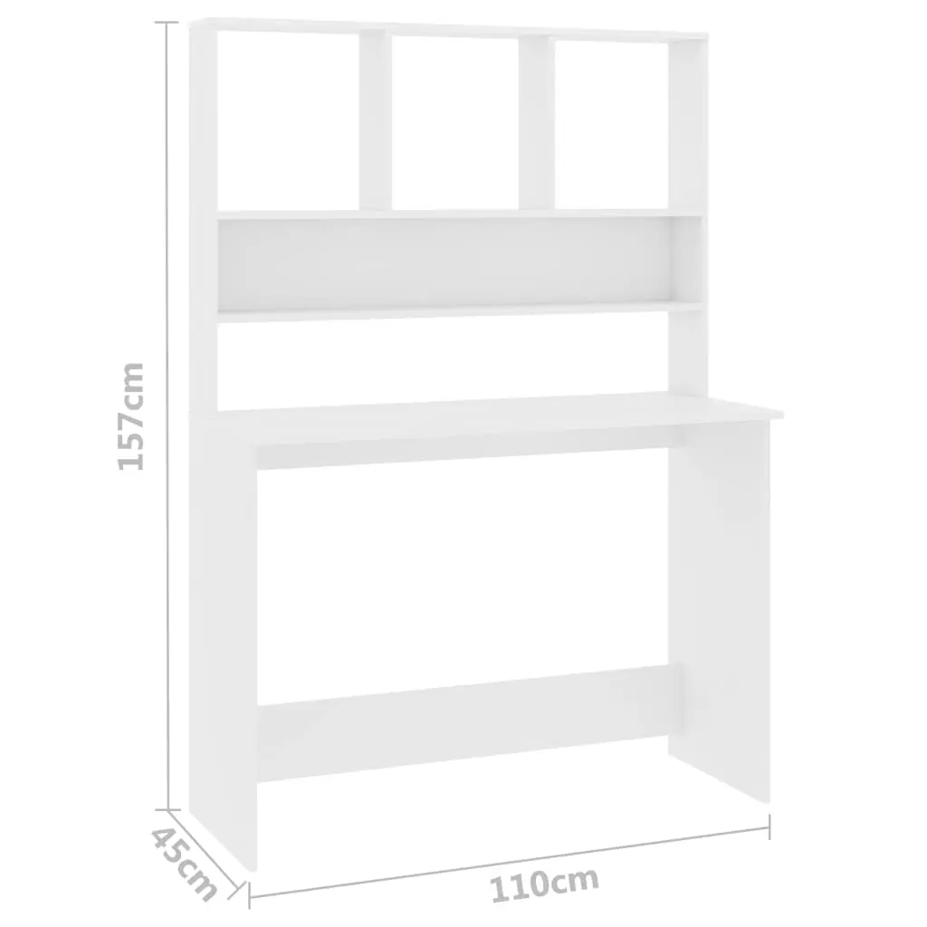 vidaXL Desk with Shelves White 110x45x157 cm Chipboard