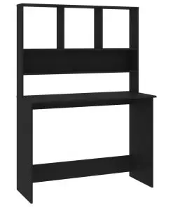 vidaXL Desk with Shelves Black 110x45x157 cm Chipboard