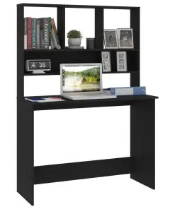 vidaXL Desk with Shelves Black 110x45x157 cm Chipboard