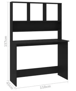 vidaXL Desk with Shelves Black 110x45x157 cm Chipboard