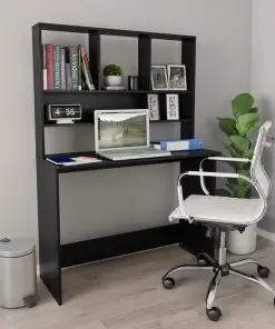 vidaXL Desk with Shelves Black 110x45x157 cm Chipboard