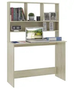 vidaXL Desk with Shelves Sonoma Oak 110x45x157 cm Chipboard
