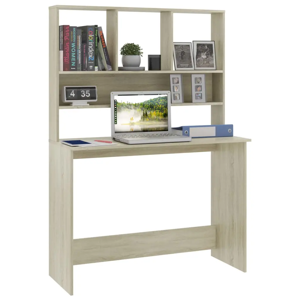 vidaXL Desk with Shelves Sonoma Oak 110x45x157 cm Chipboard
