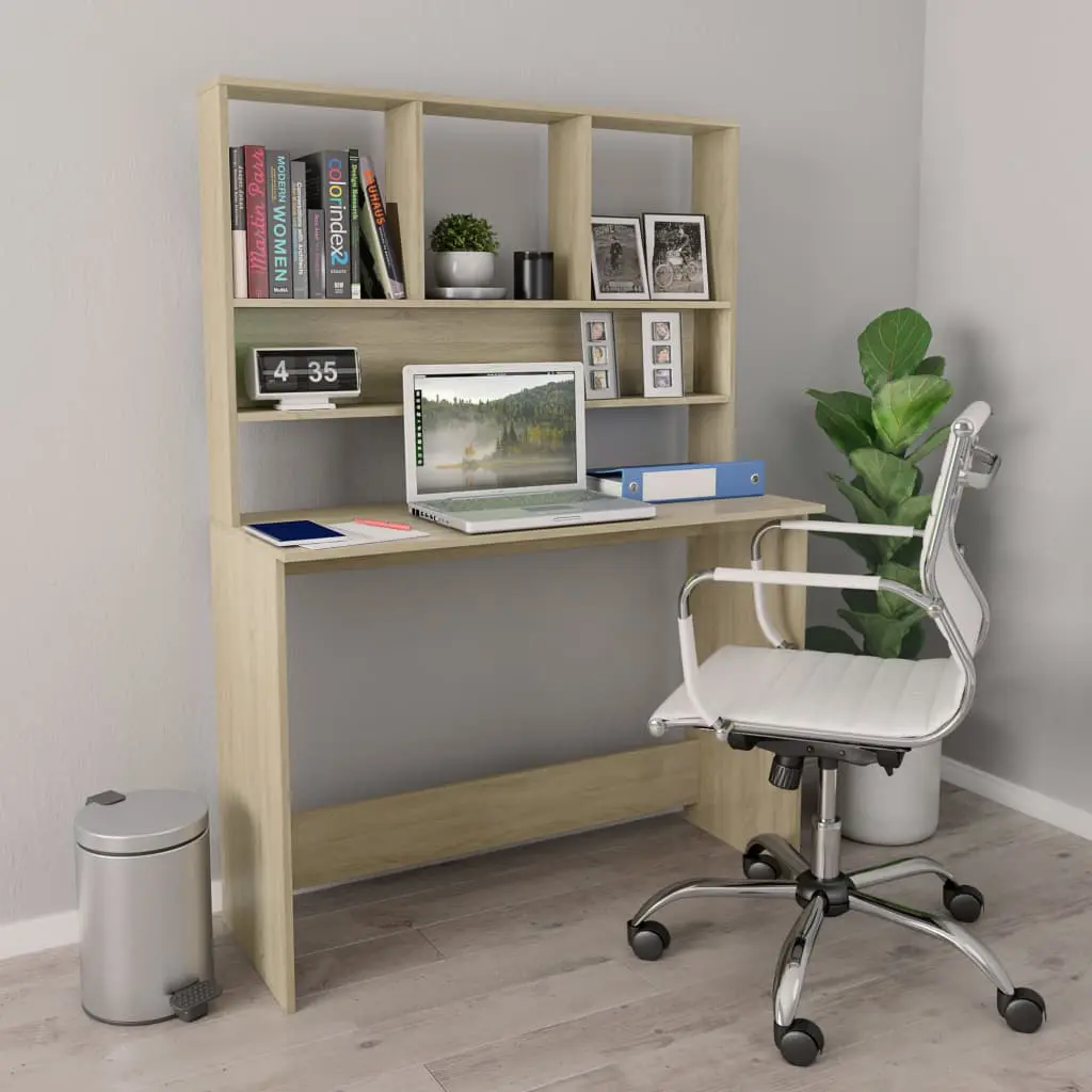 vidaXL Desk with Shelves Sonoma Oak 110x45x157 cm Chipboard