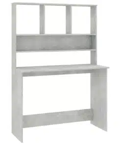 vidaXL Desk with Shelves Concrete Grey 110x45x157 cm Chipboard