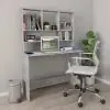 vidaXL Desk with Shelves Concrete Grey 110x45x157 cm Chipboard