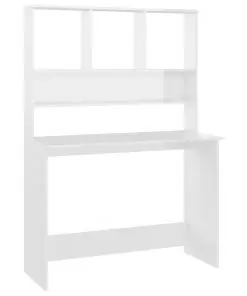 vidaXL Desk with Shelves High Gloss White 110x45x157 cm Chipboard
