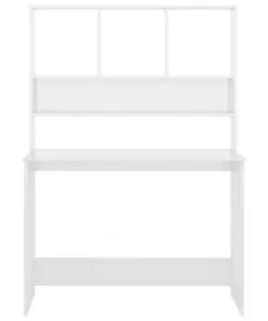 vidaXL Desk with Shelves High Gloss White 110x45x157 cm Chipboard
