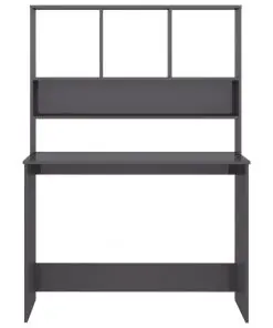 vidaXL Desk with Shelves High Gloss Grey 110x45x157 cm Chipboard