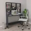 vidaXL Desk with Shelves High Gloss Grey 110x45x157 cm Chipboard