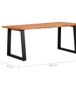 vidaXL Dining Table Natural 180x90x75 cm Solid Oak Wood