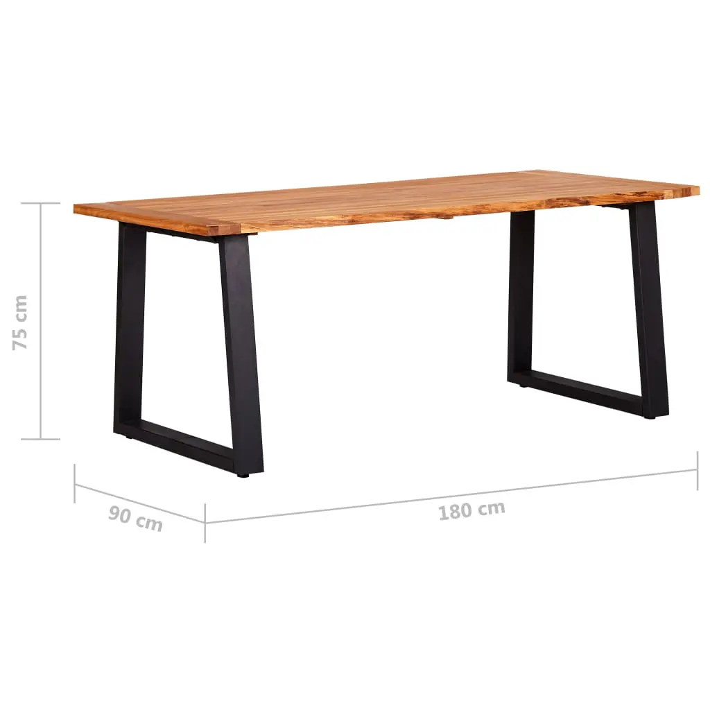 vidaXL Dining Table Natural 180x90x75 cm Solid Oak Wood