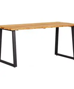 vidaXL Dining Table Natural 160x80x75 cm Solid Oak Wood