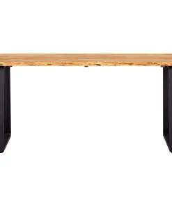 vidaXL Dining Table Natural 160x80x75 cm Solid Oak Wood