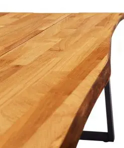 vidaXL Dining Table Natural 160x80x75 cm Solid Oak Wood