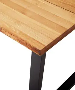 vidaXL Dining Table Natural 160x80x75 cm Solid Oak Wood