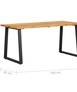 vidaXL Dining Table Natural 160x80x75 cm Solid Oak Wood